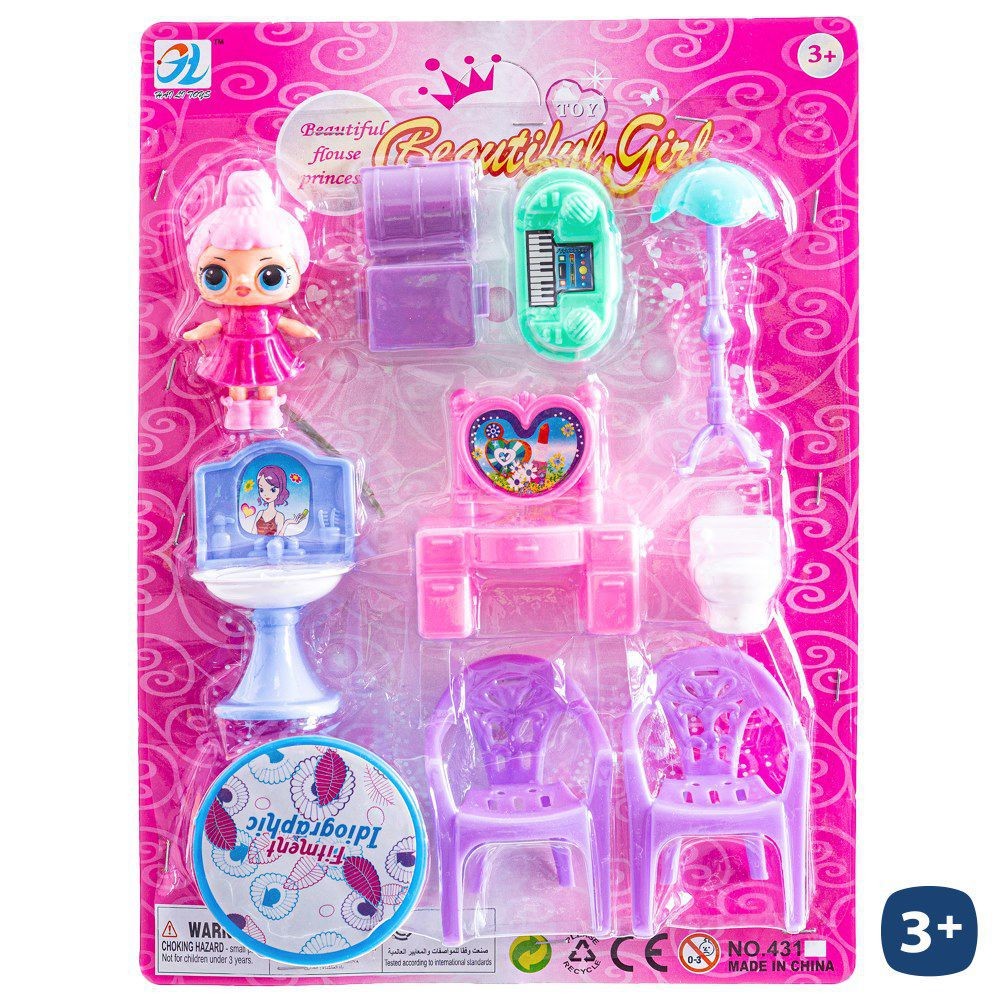 MINI DOLL W / FURNITURE