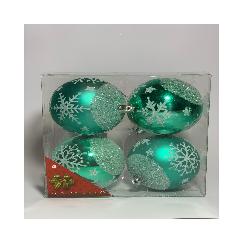 Set 4 bolas de Navidad copo...