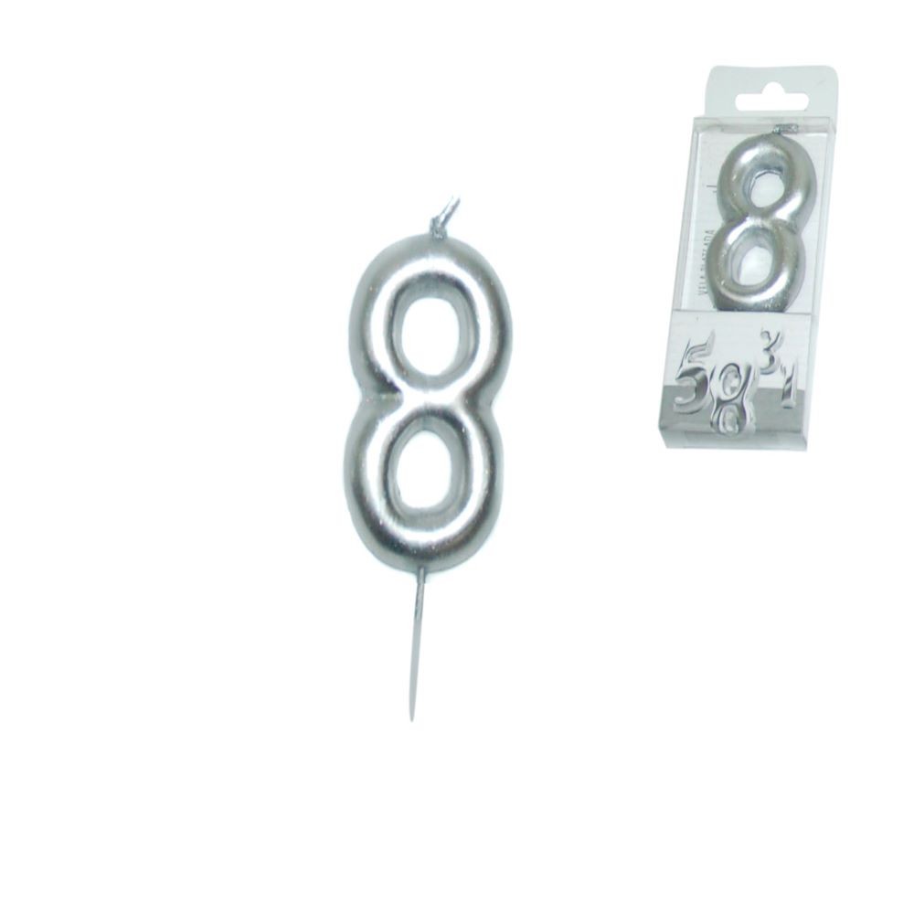 SILVER CANDLE NUMBER - 8