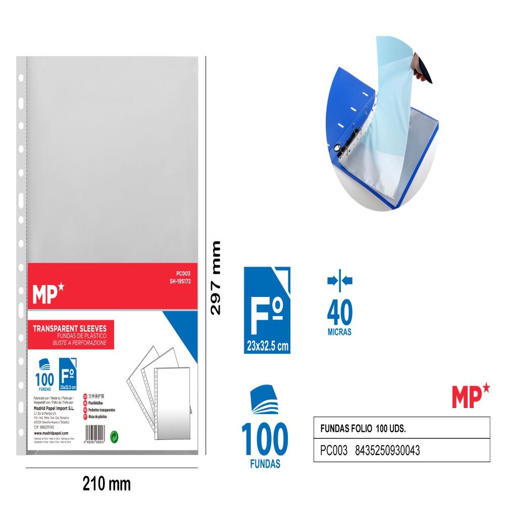 FUNDAS FOLIO 100 UDS