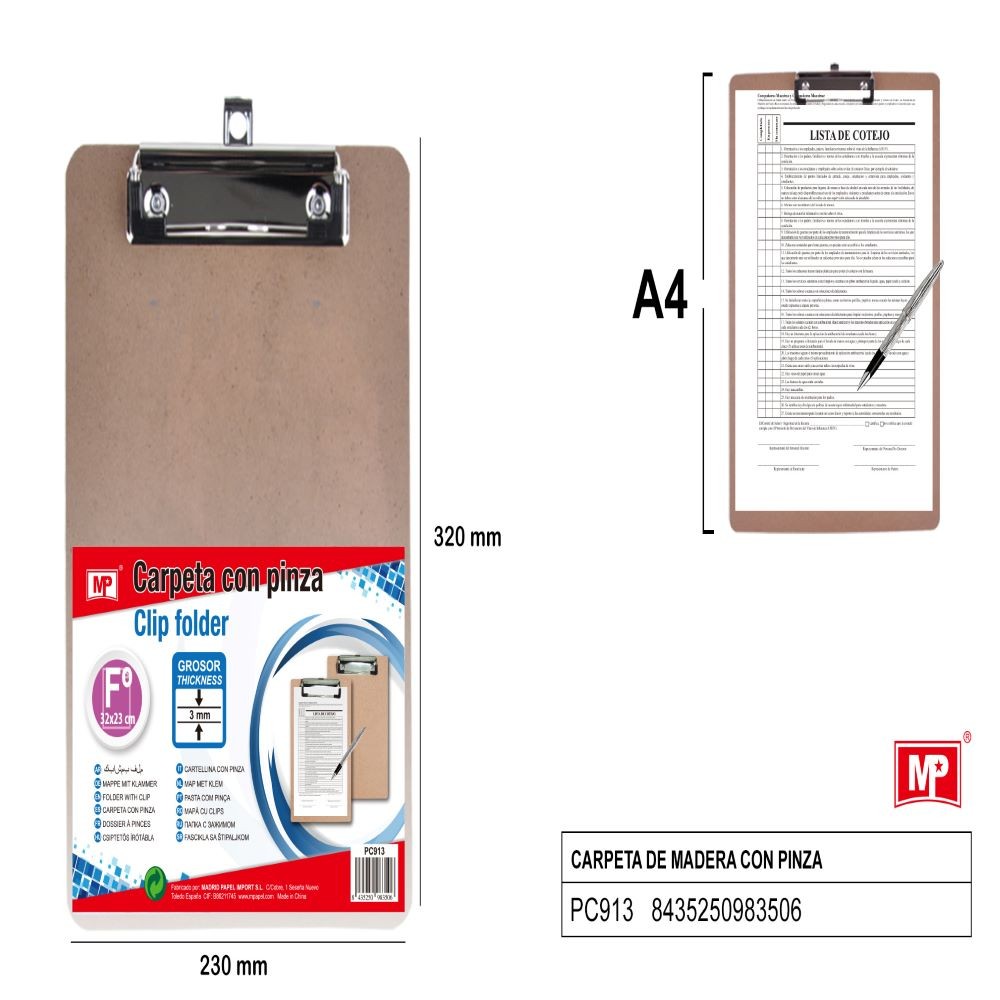 MP CARPETA MADERA C/PINZA