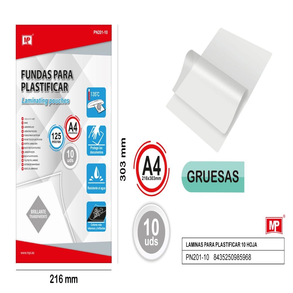 LÁMINAS PARA PLASTIFICAR 10...