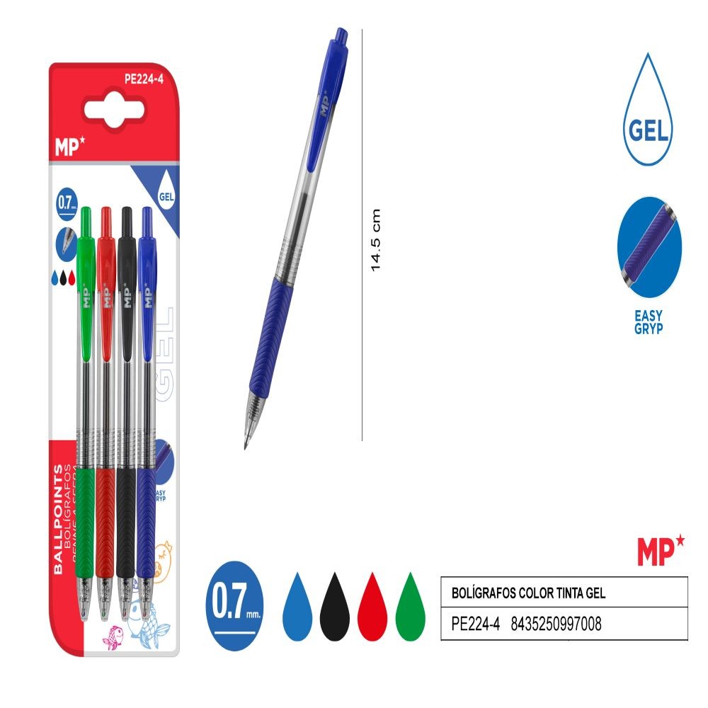 S4 BOLÍGRAFOS COLORES GEL