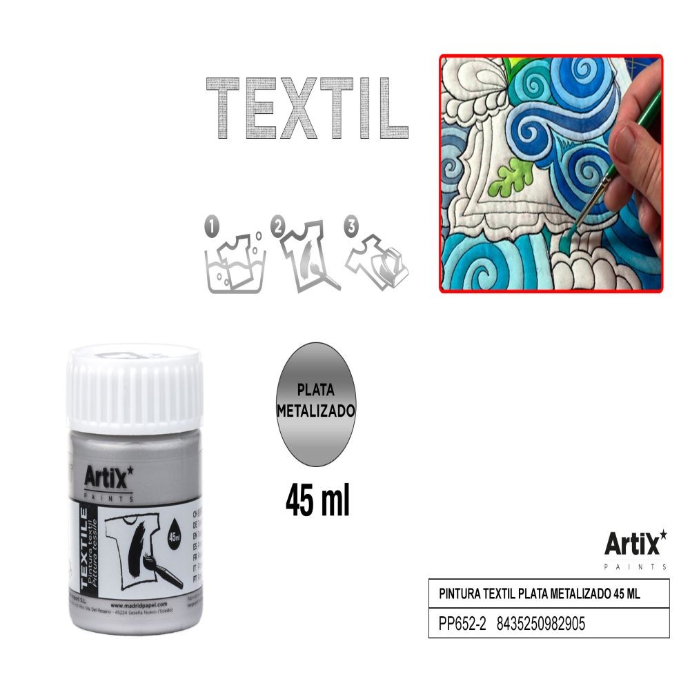 PINTURA TEXTIL PLATA