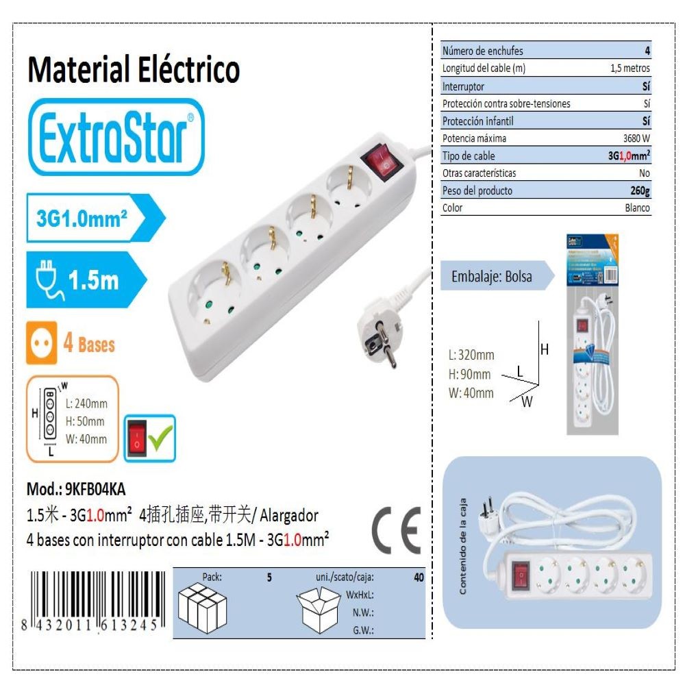 EXTENSION 4B WITH SWITCH 1.5M