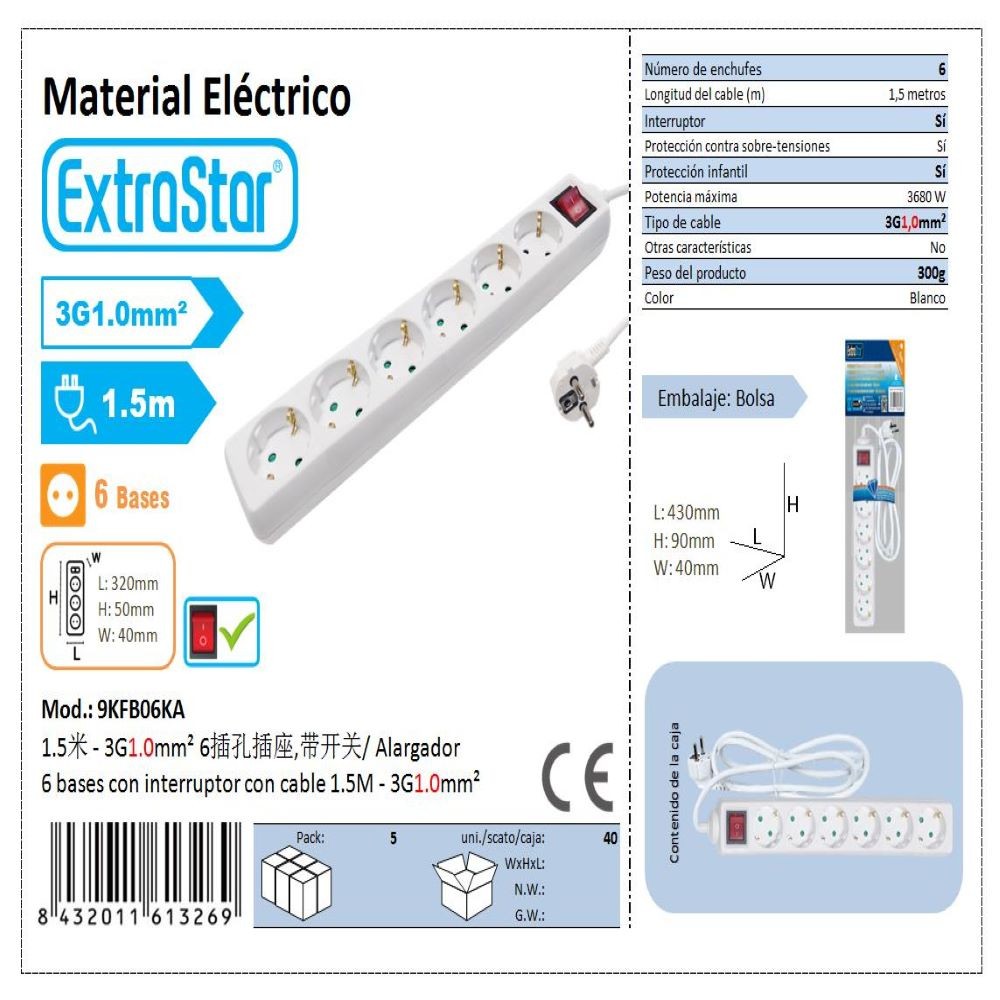 EXTENSION 6B WITH SWITCH 1.5M
