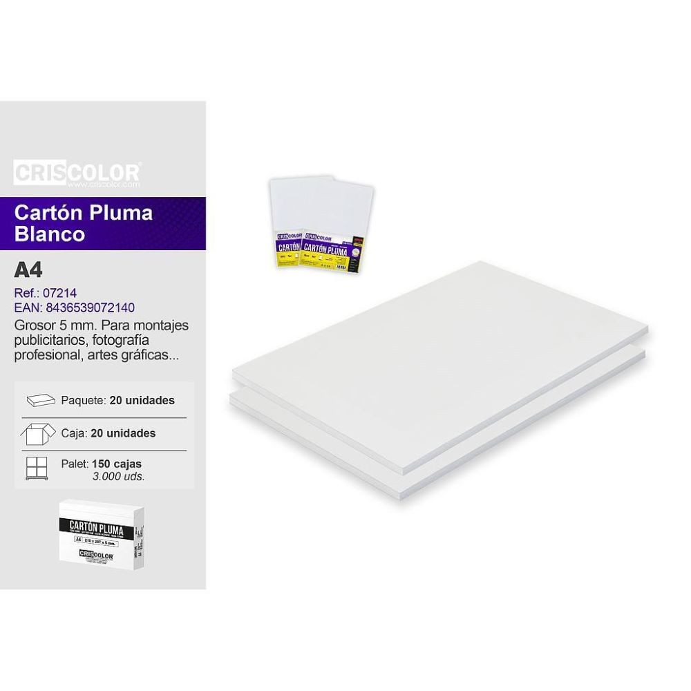CARTÓN PLUMA BLANCO A4