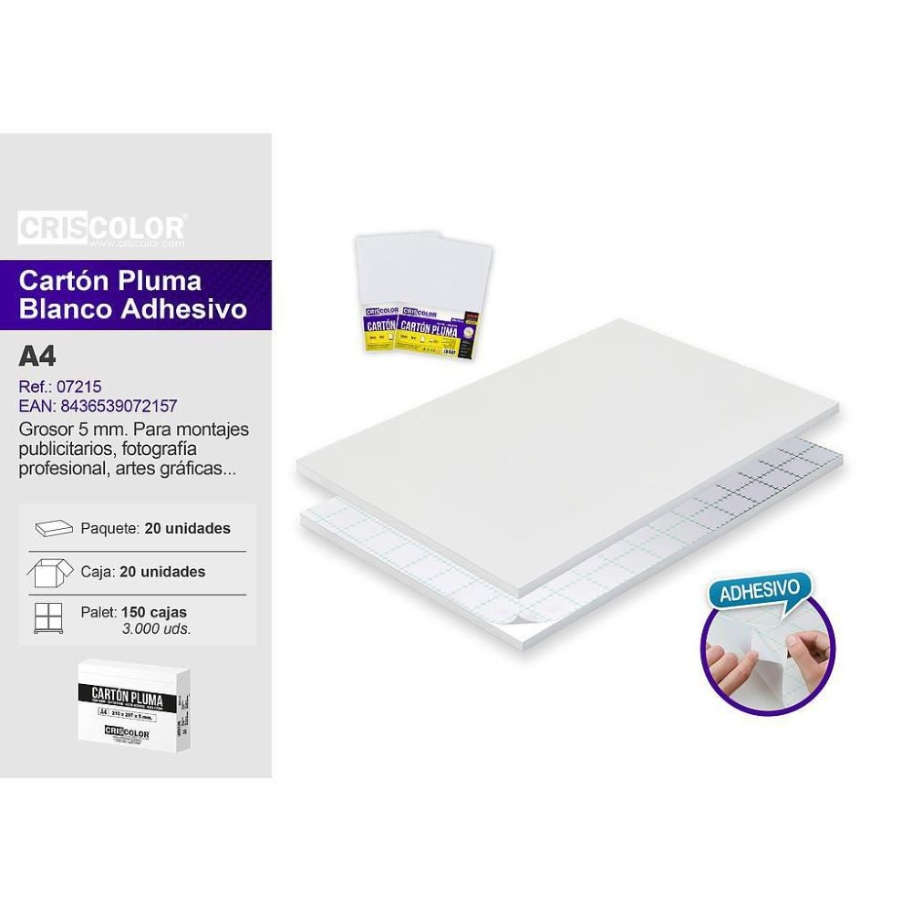CARTÓN PLUMA BLANCO/ADHESIVO