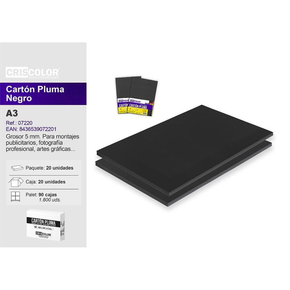 CARTÓN PLUMA NEGRO A3