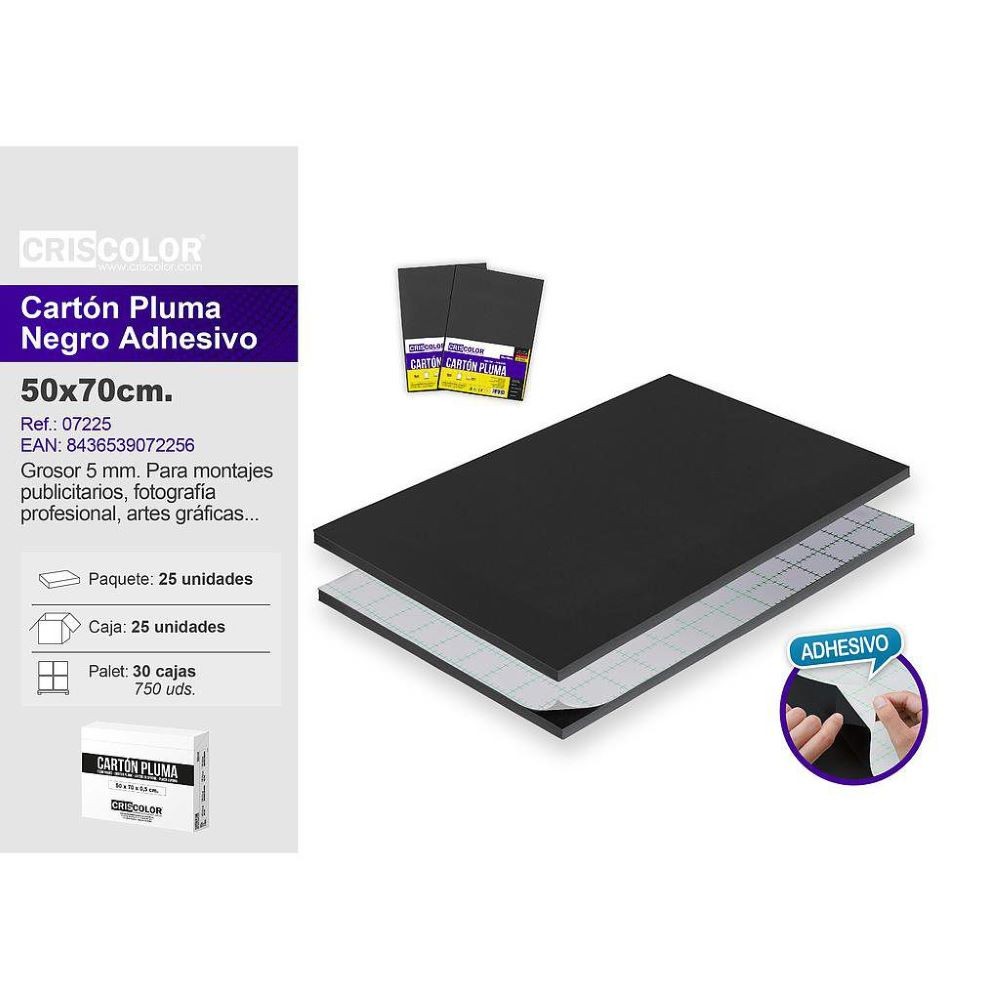 CARTÓN PLUMA/NEGRO ADHESIVO
