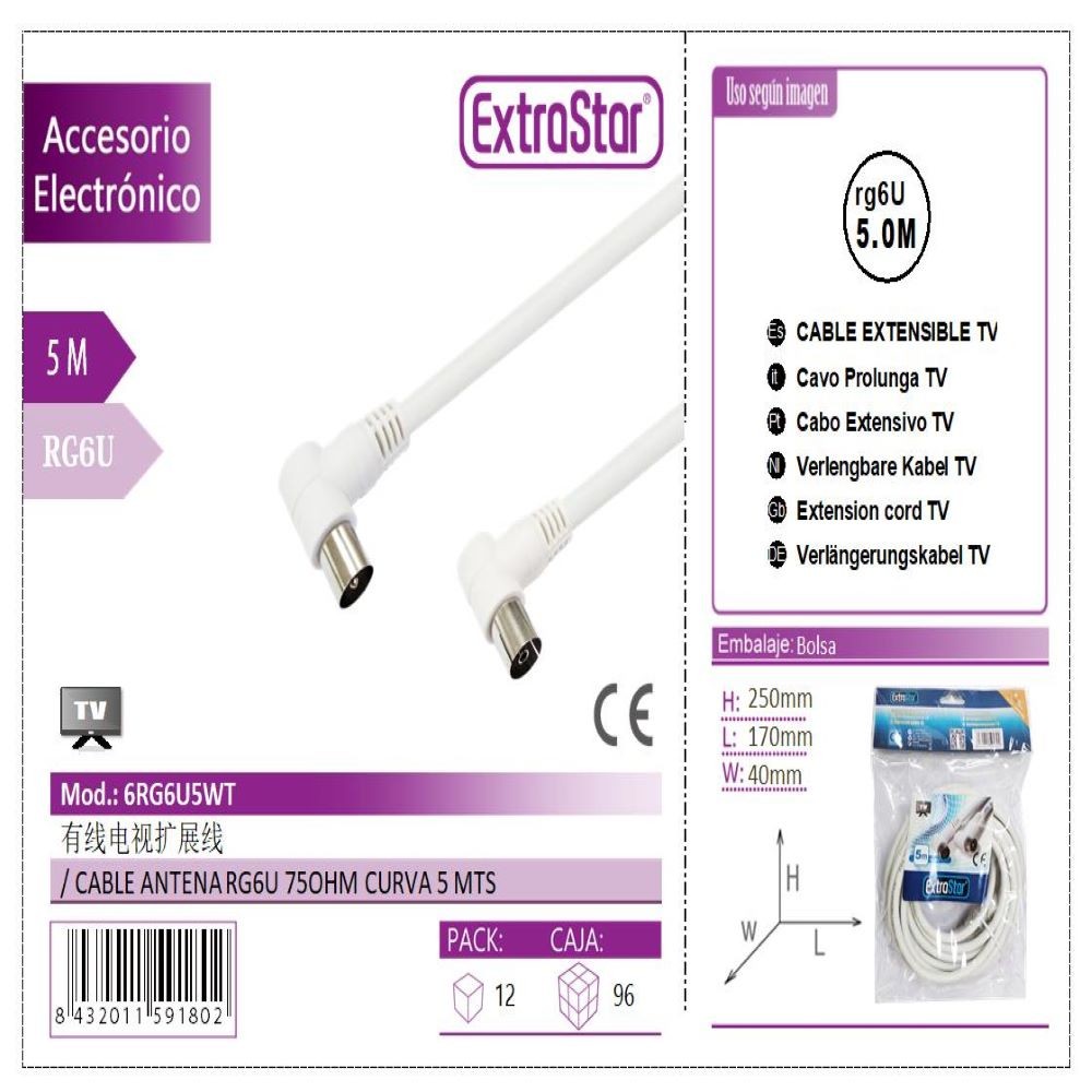 ANTENNA CABLE RG6U 5M