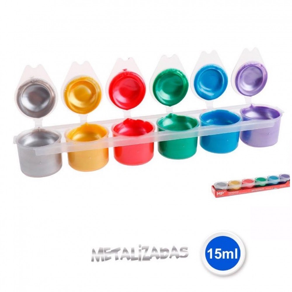 TÉMPERA 6 COLORES METALIZADOS