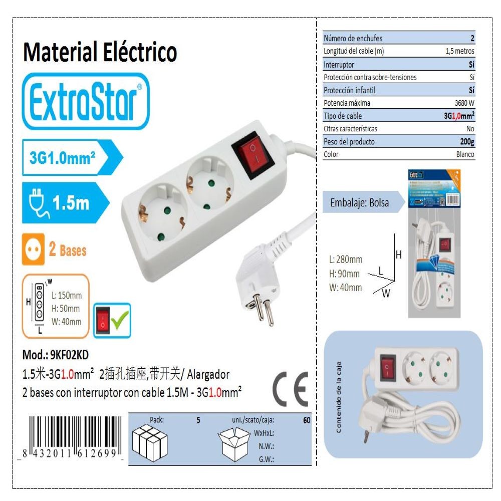 EXTENSION 2B W / SWITCH