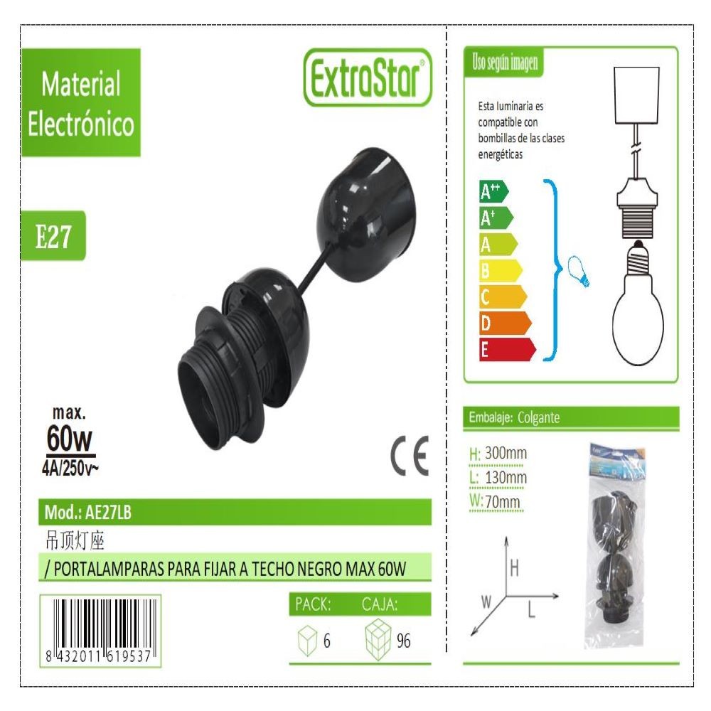 LAMP HOLDER E27 BLACK