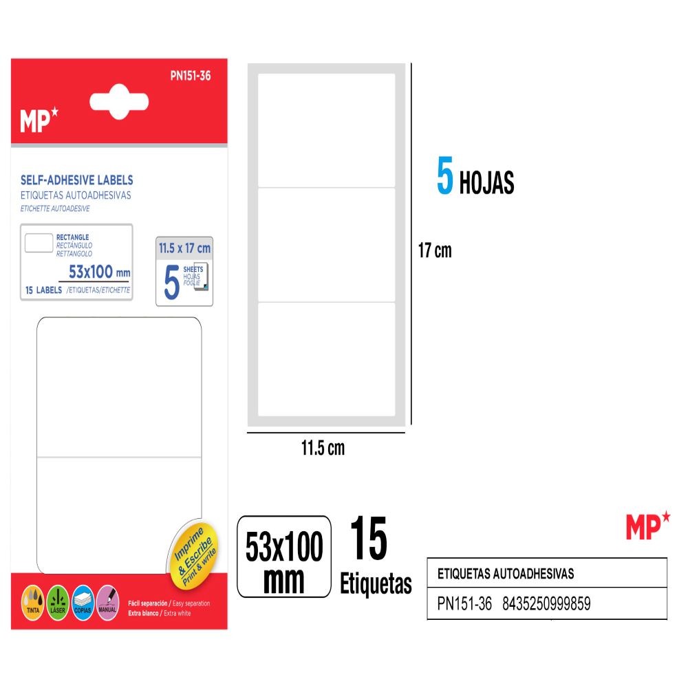 15 ETIQUETAS AUTOADHESIVAS