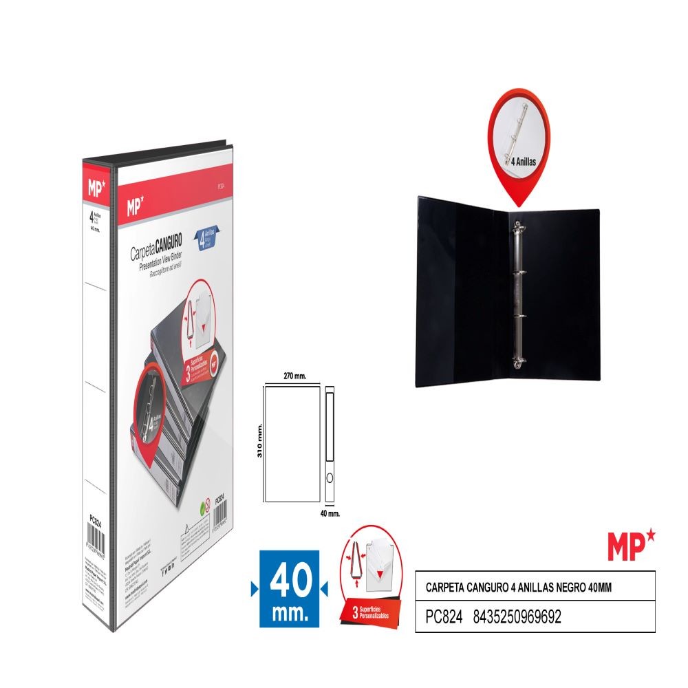 KANGAROO FOLDER 40MM BLACK