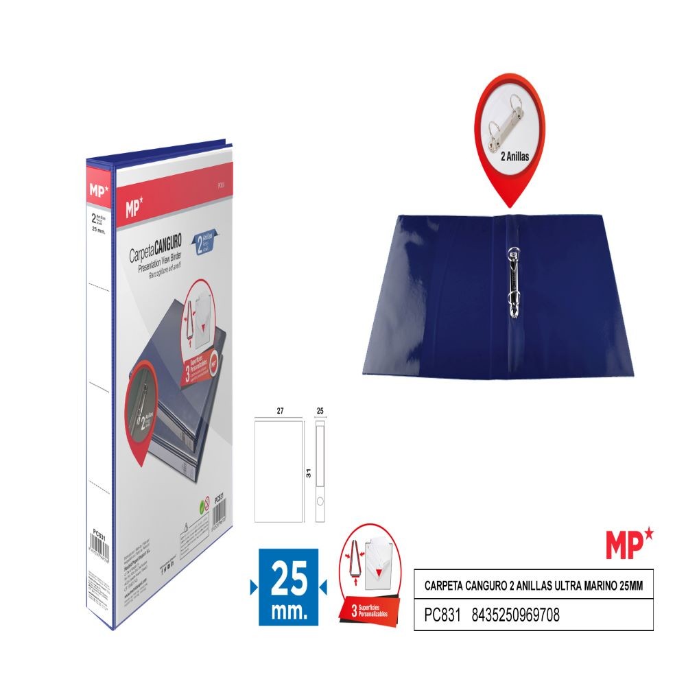 CARPETA CANGURO 25MM AZUL