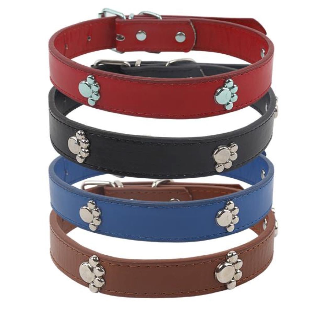 Pu collar para perro/huella