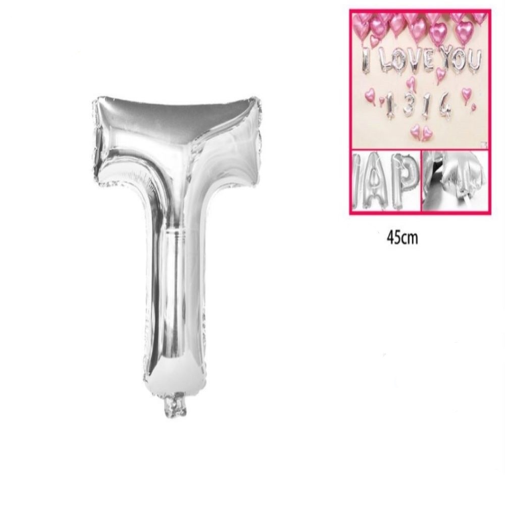 FOIL BALLOON "T" SILVER