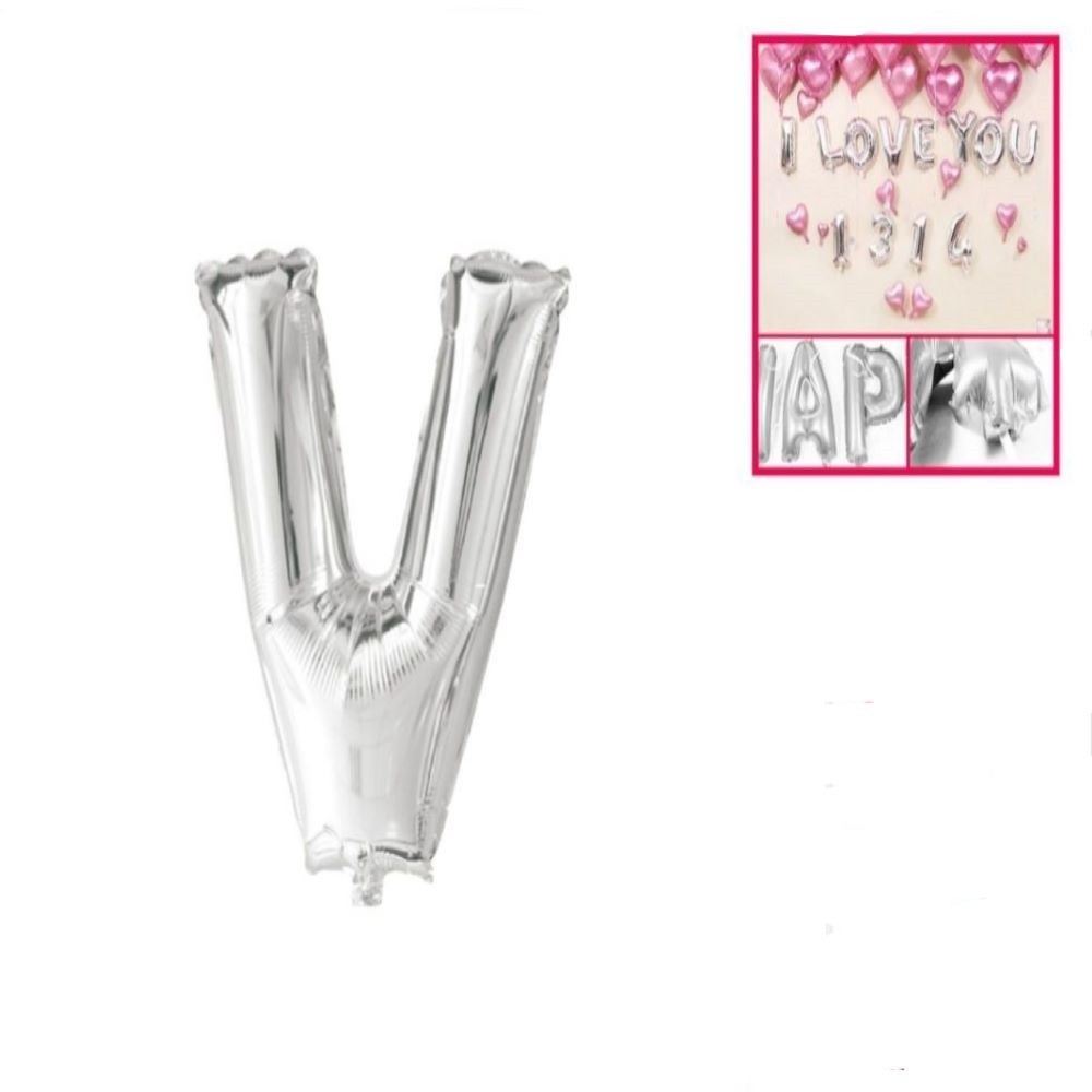 FOIL BALLOON "V" SILVER