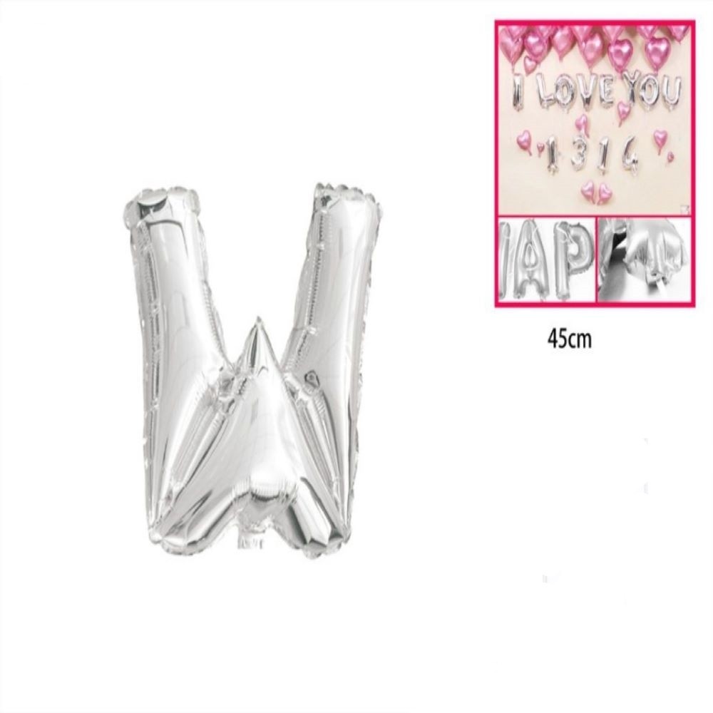 GLOBO FOIL "W" PLATA