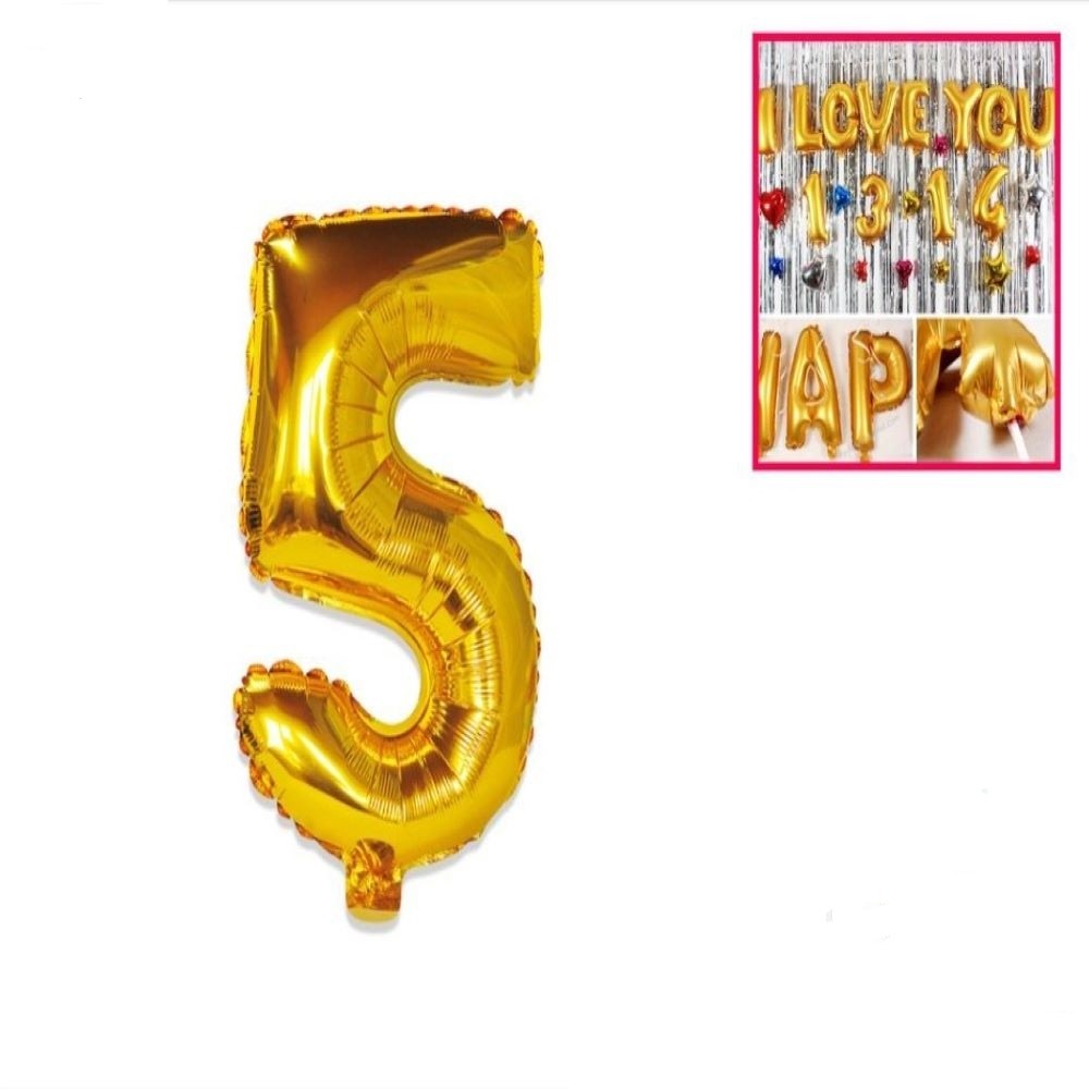 GLOBO FOIL "5" ORO 119X86