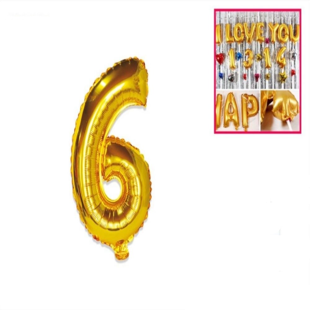 FOIL BALLOON "6" GOLD 115X83