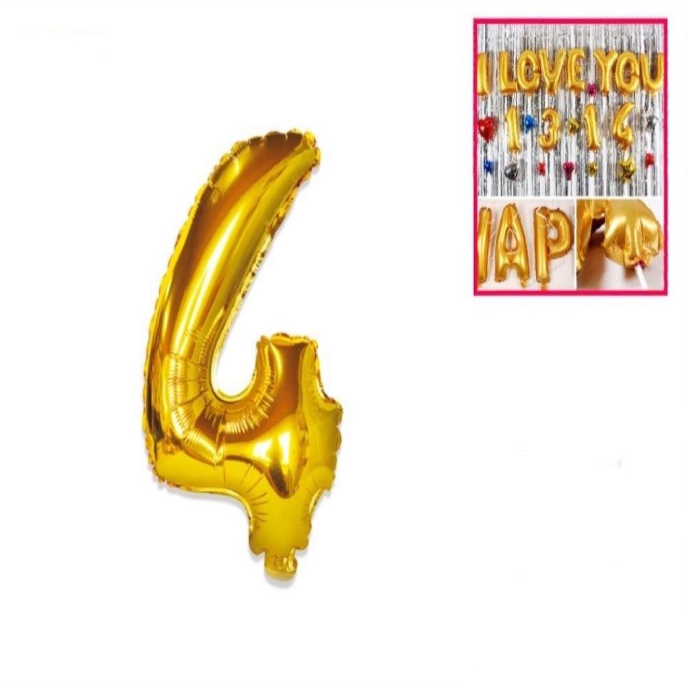 FOIL BALLOON "4" GOLD 111X86