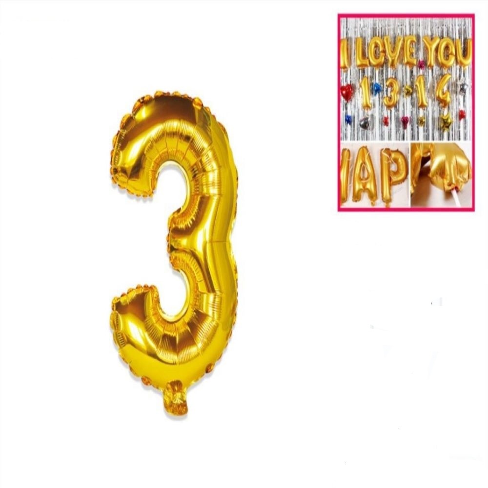 FOIL BALLOON "3" GOLD 124X86
