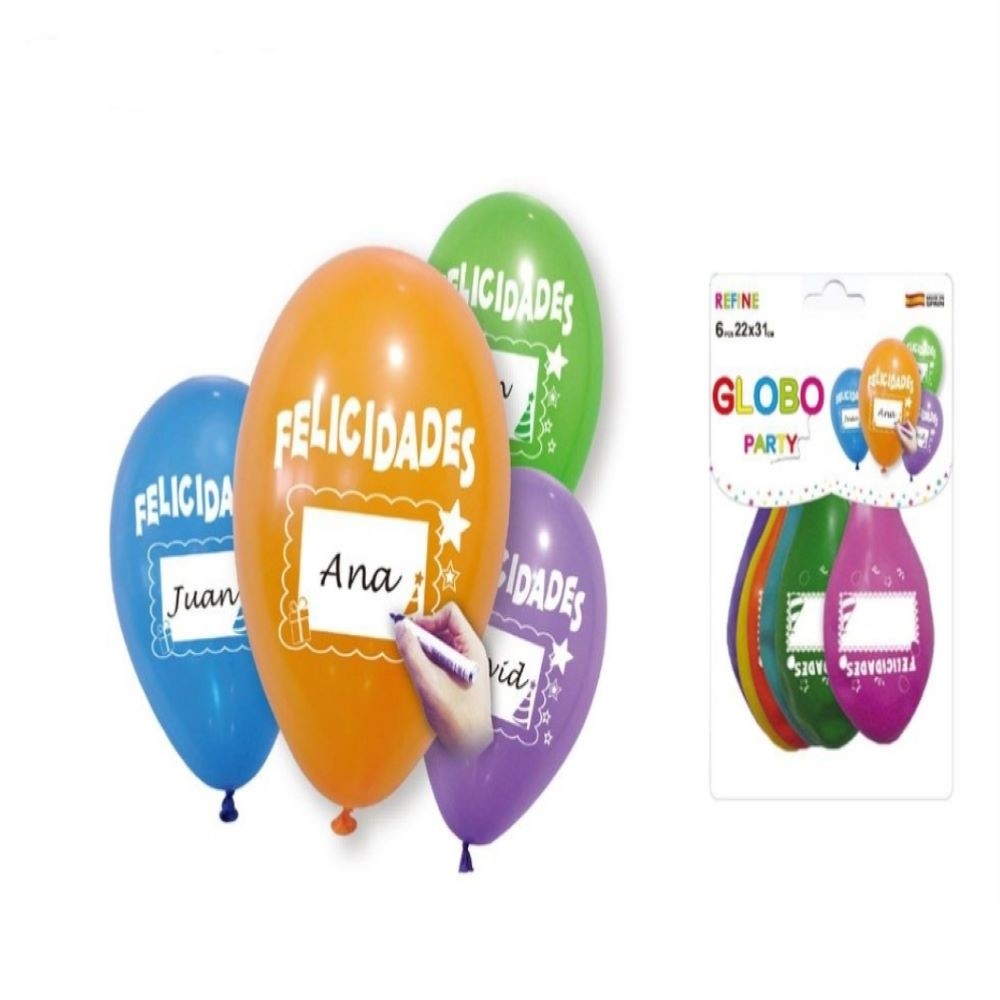 6PACK GLOBOS NOMBRE
