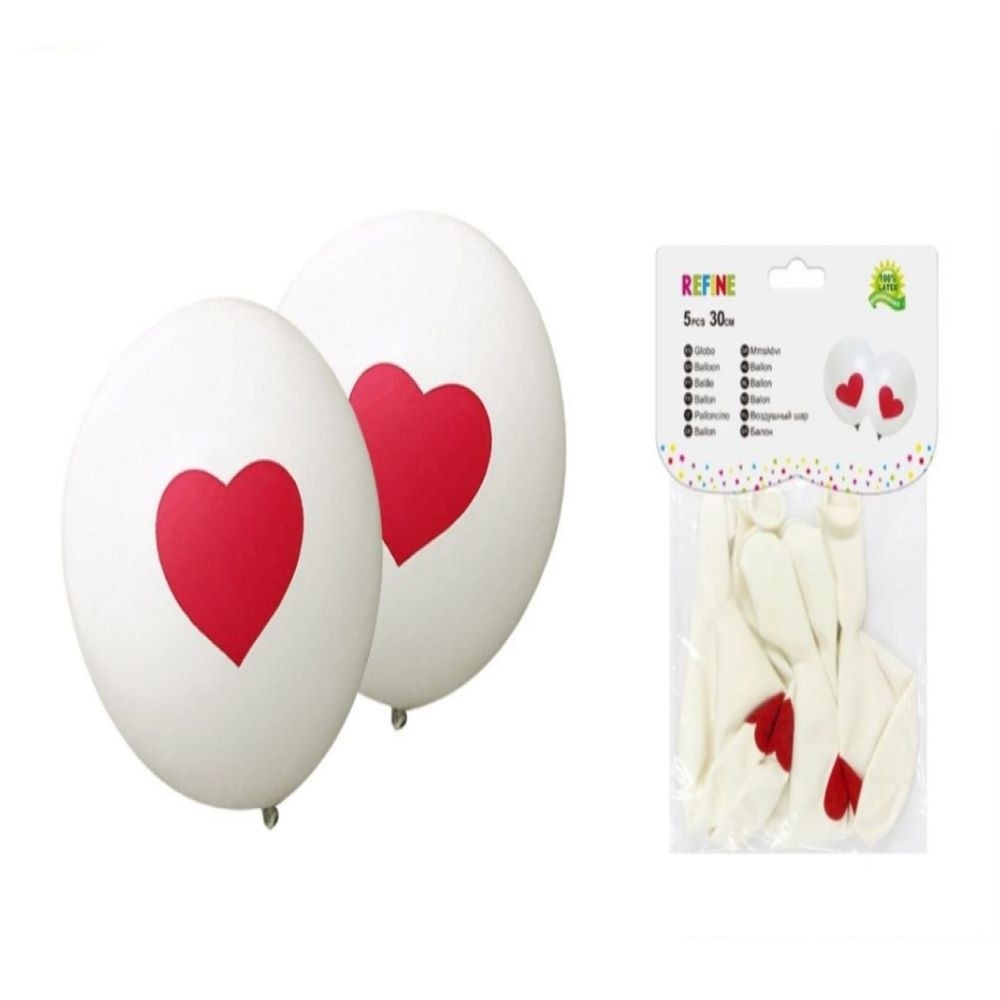 5PCS GLOBOS CORAZÓN ROJO