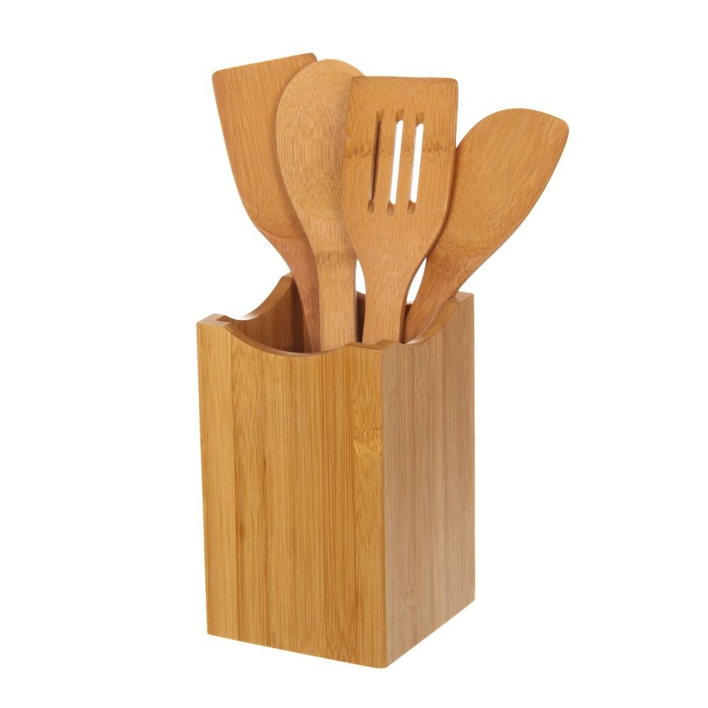 JAR WITH UTENSILS-BAMBOO