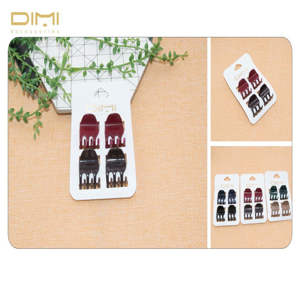 Set 4 clips BROWN / GARNET