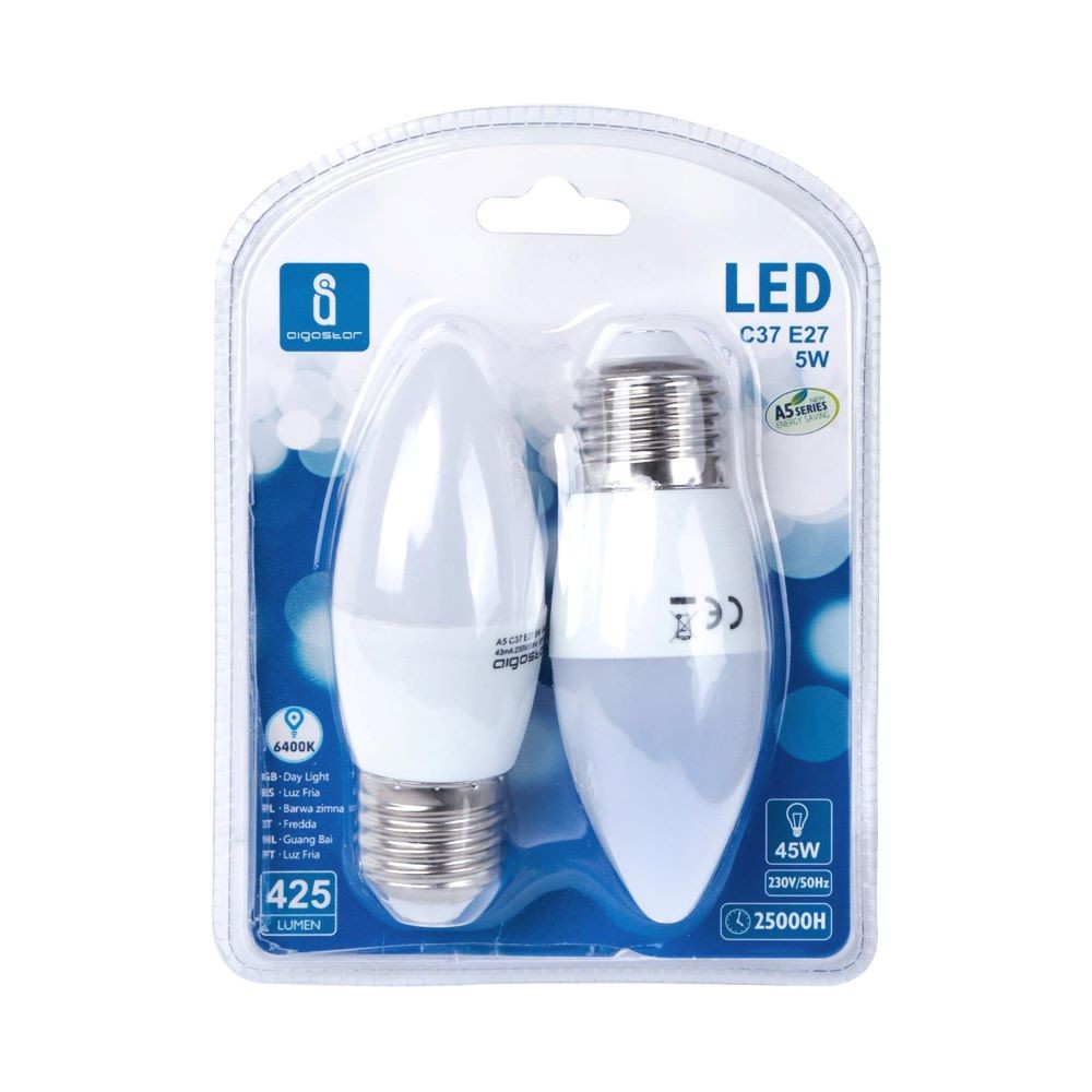 LED C37 5W 6400K/DOBLE